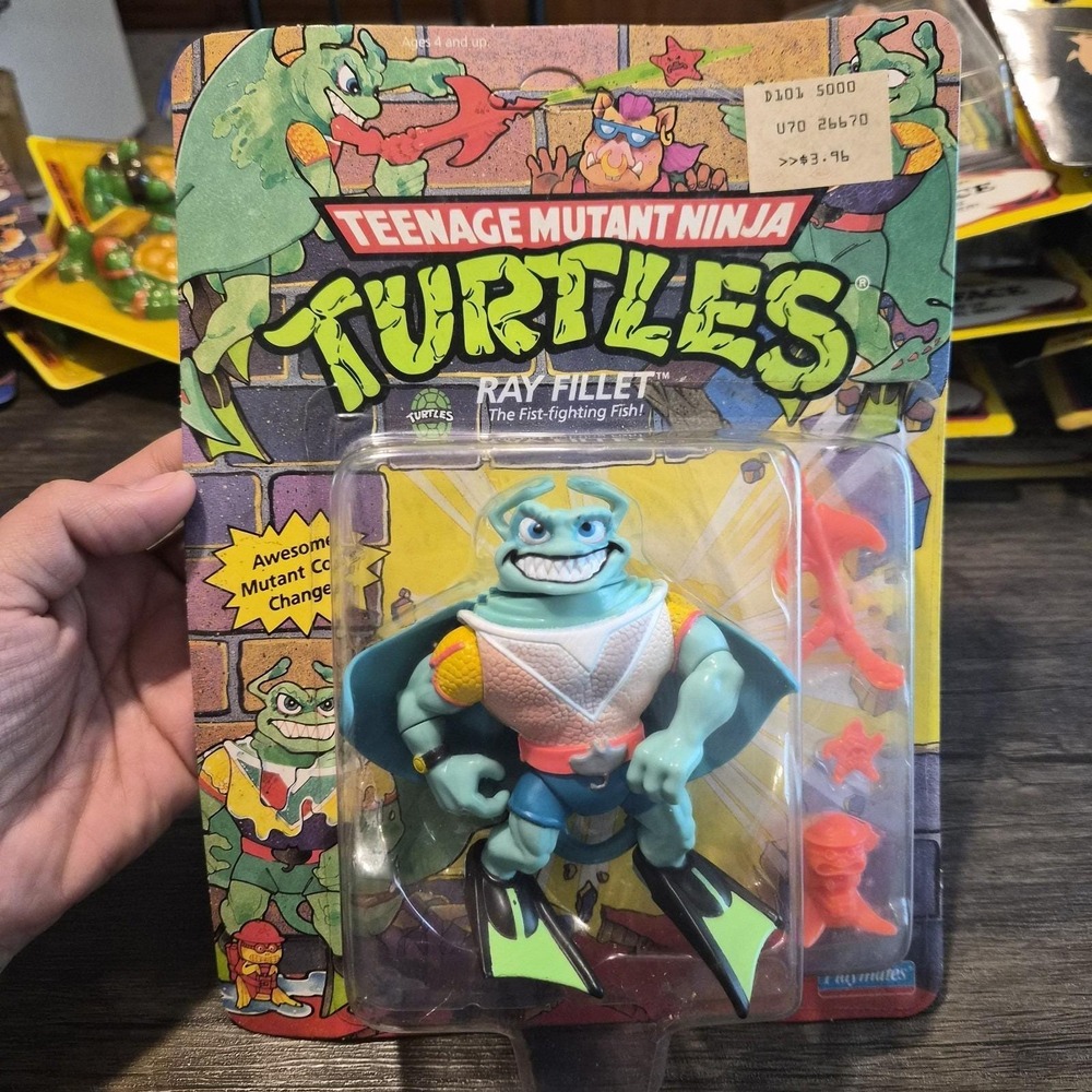 Vintage 1990 TMNT Ray Fillet MOC Factory Sealed Playmates Action Figure #5110